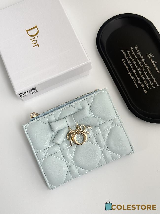 Colestore  Dior Lady Dior Dahlia Wallet Ice Blue Cannage Lambskin 11.5x9x2cm - 1