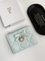 Colestore  Dior Lady Dior Dahlia Wallet Ice Blue Cannage Lambskin 11.5x9x2cm - 1