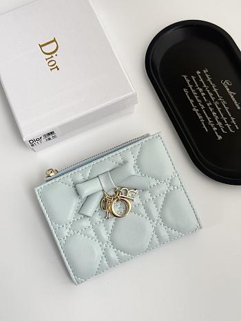 Colestore  Dior Lady Dior Dahlia Wallet Ice Blue Cannage Lambskin 11.5x9x2cm