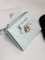 Colestore  Dior Lady Dior Dahlia Wallet Ice Blue Cannage Lambskin 11.5x9x2cm - 4