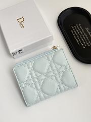Colestore  Dior Lady Dior Dahlia Wallet Ice Blue Cannage Lambskin 11.5x9x2cm - 3
