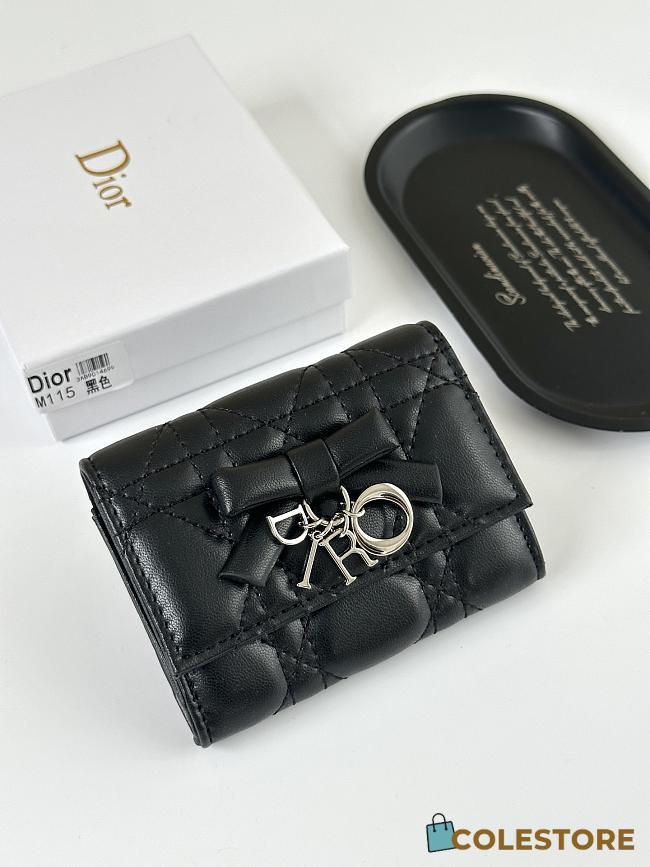 Colestore Dior Lady Dior Glycine Wallet Black Cannage Lambskin  11 x 7.5 x 3 cm - 1