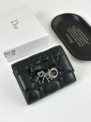 Colestore Dior Lady Dior Glycine Wallet Black Cannage Lambskin  11 x 7.5 x 3 cm