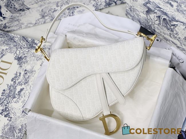 Colestore Dior Christian Dior Saddle Bag White Dior Oblique Jacquard 25.5 x 20 x 6.5cm - 1