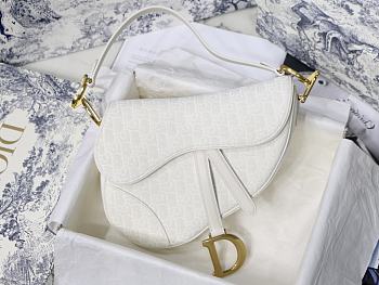 Colestore Dior Christian Dior Saddle Bag White Dior Oblique Jacquard 25.5 x 20 x 6.5cm
