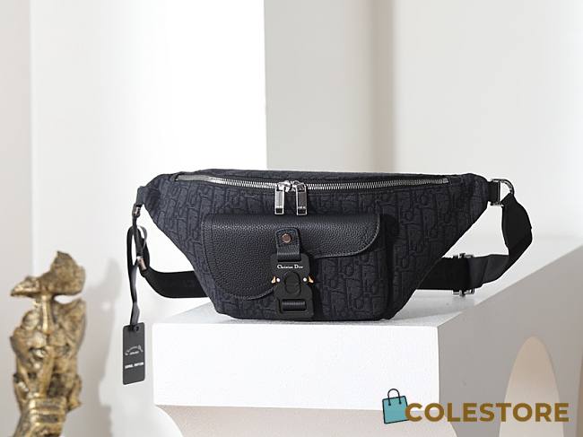 Colestore Dior Saddle Belt Bag Black Dior Oblique Jacquard and Black Grained Calfskin  39 x 17 x 10.5 cm - 1