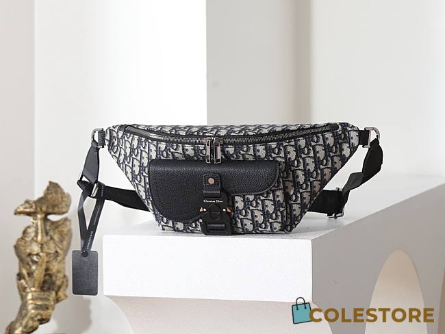 Colestore Dior Saddle Belt Bag Beige and Black Dior Oblique Jacquard with Black Grained Calfskin 39 x 17 x 10.5 cm - 1