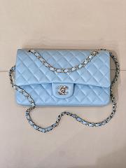 Colestore Chanel Medium Classic Double Flap Bag in Tiffany blue Calfskin Silver Hardware 25.5x15.5x6.5cm - 4