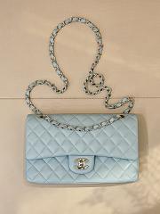 	 Colestore Chanel Medium Classic Double Flap Bag in Light blue Calfskin Silver Hardware 25.5x15.5x6.5cm - 1