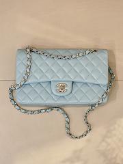 	 Colestore Chanel Medium Classic Double Flap Bag in Light blue Calfskin Silver Hardware 25.5x15.5x6.5cm - 6