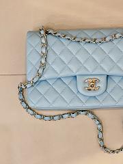 	 Colestore Chanel Medium Classic Double Flap Bag in Light blue Calfskin Silver Hardware 25.5x15.5x6.5cm - 3