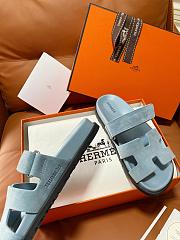 Colestore Hermes Women’s Chypre Sandal Light Blue Suede - 5