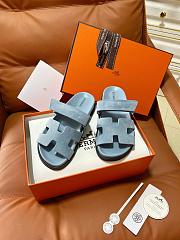 Colestore Hermes Men’s Chypre Sandal Light Blue Suede - 4