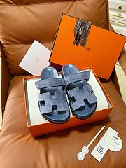 Colestore Hermes Women’s Chypre Sandals Bleu Turquin Suede - 1