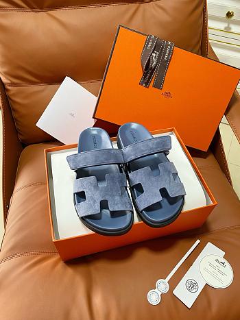 Colestore Hermes Women’s Chypre Sandals Bleu Turquin Suede