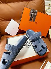 Colestore Hermes Women’s Chypre Sandals Bleu Turquin Suede - 6
