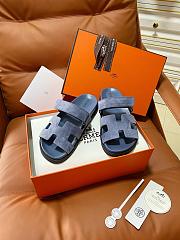 Colestore Hermes Women’s Chypre Sandals Bleu Turquin Suede - 5