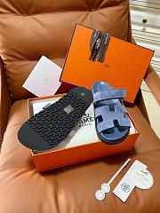 Colestore Hermes Women’s Chypre Sandals Bleu Turquin Suede - 3