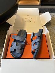 Colestore Hermes Men’s Chypre Sandals Bleu Turquin Suede - 6