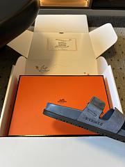 Colestore Hermes Men’s Chypre Sandals Bleu Turquin Suede - 5