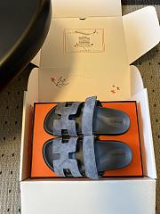Colestore Hermes Men’s Chypre Sandals Bleu Turquin Suede - 4