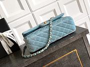 	 Colestore Chanel Medium Classic Double Flap Bag in Light blue Velvet Light Gold Hardware 25.5x15.5x6.5cm - 3