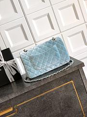 	 Colestore Chanel Medium Classic Double Flap Bag in Light blue Velvet Light Gold Hardware 25.5x15.5x6.5cm - 4