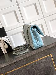 	 Colestore Chanel Medium Classic Double Flap Bag in Light blue Velvet Light Gold Hardware 25.5x15.5x6.5cm - 6