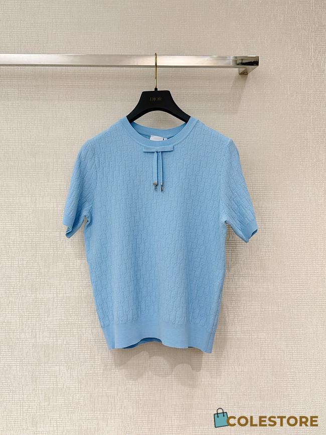 Colestore Dior Short-Sleeved Sweater Blue Dior Oblique Technical Jacquard - 1