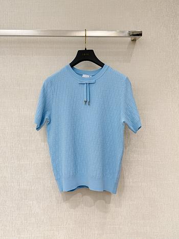 Colestore Dior Short-Sleeved Sweater Blue Dior Oblique Technical Jacquard