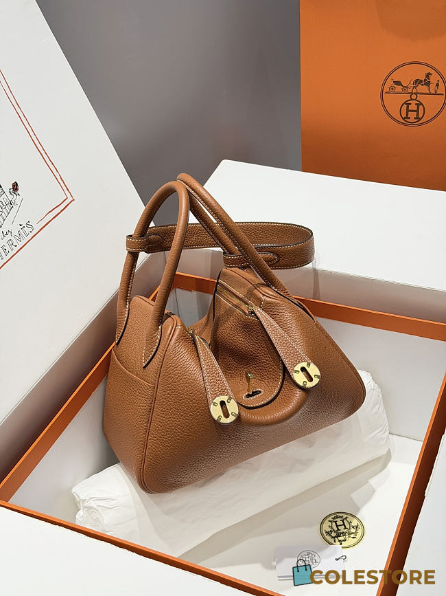Colestore Hermes Lindy 26 bag in Gold Taurillon Clemence leather 26x18x14cm - 1