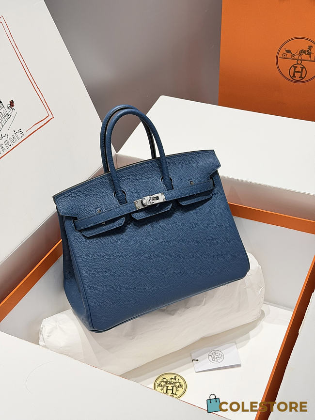 	 Colestore Hermes Birkin 25 in Deep Blue Togo Silver Hardware - 1