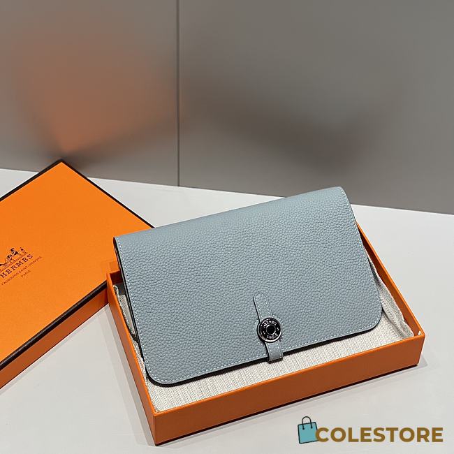 Colestore  Hermes Dogon Duo wallet in Bleu Lin Togo calfskin 20.1x12.5x0.4cm - 1