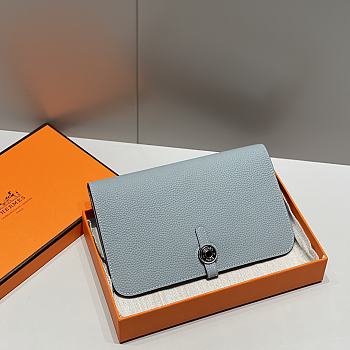 Colestore  Hermes Dogon Duo wallet in Bleu Lin Togo calfskin 20.1x12.5x0.4cm