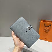Colestore  Hermes Dogon Duo wallet in Bleu Lin Togo calfskin 20.1x12.5x0.4cm - 6