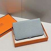 Colestore  Hermes Dogon Duo wallet in Bleu Lin Togo calfskin 20.1x12.5x0.4cm - 5