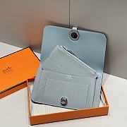 Colestore  Hermes Dogon Duo wallet in Bleu Lin Togo calfskin 20.1x12.5x0.4cm - 4