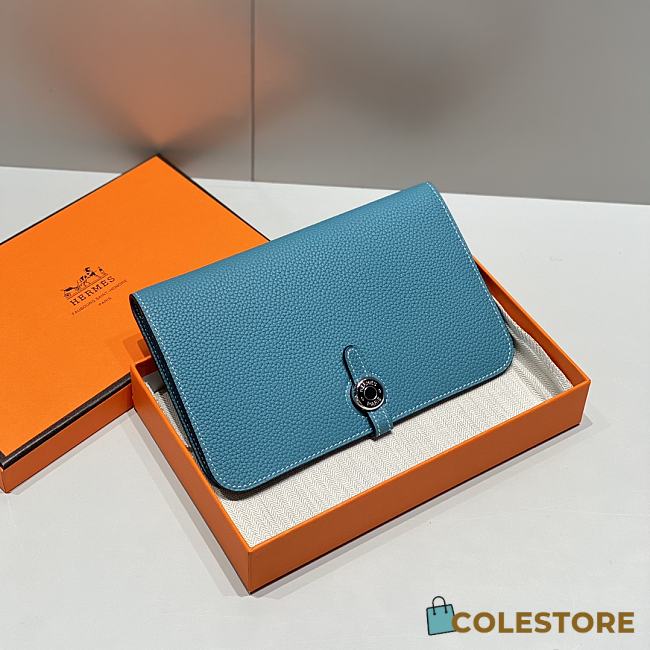 Colestore  Hermes Dogon Duo wallet in Blue Jean Togo calfskin 20.1x12.5x0.4cm - 1