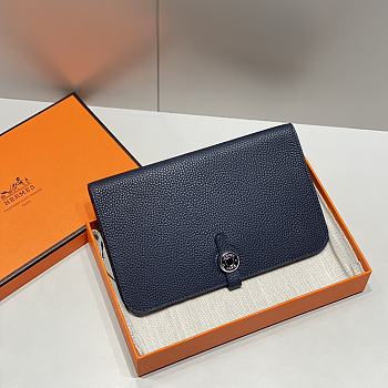 	 Colestore Hermes Dogon Duo wallet in Navy Blue Togo calfskin 20.1x12.5x0.4cm