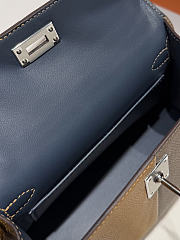 Colestore Hermes Mini Kelly II Crossbody bag in Etoupe, Sesame and Blue Indigo Epsom Leather Palladium hardware 19cm - 6