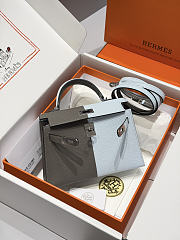 Colestore Hermes Mini Kelly II Crossbody bag in Casaque Bleu Glacier / Bleu Brume Epsom Leather Palladium hardware 19cm - 6