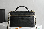 Colestore Chanel Goatskin Stitched Top Handle Slim Vanity With Chain Black 17x19.5x5cm - 1