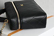 Colestore Chanel Goatskin Stitched Top Handle Slim Vanity With Chain Black 17x19.5x5cm - 2