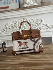 Colestore Hermes Birkin Horse Totem in Brown Swift and Toile canvas Gold Hardware 25cm - 1