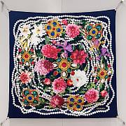 Colestore Chanel Mini Bandana   Silk Satin  Navy Blue, White & Multicolor - 1