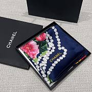 Colestore Chanel Mini Bandana   Silk Satin  Navy Blue, White & Multicolor - 5