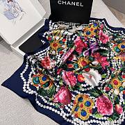 Colestore Chanel Mini Bandana   Silk Satin  Navy Blue, White & Multicolor - 2