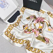 Colestore Chanel Mini Bandana   Silk Satin  Light Beige, Multicolor & Golden - 2