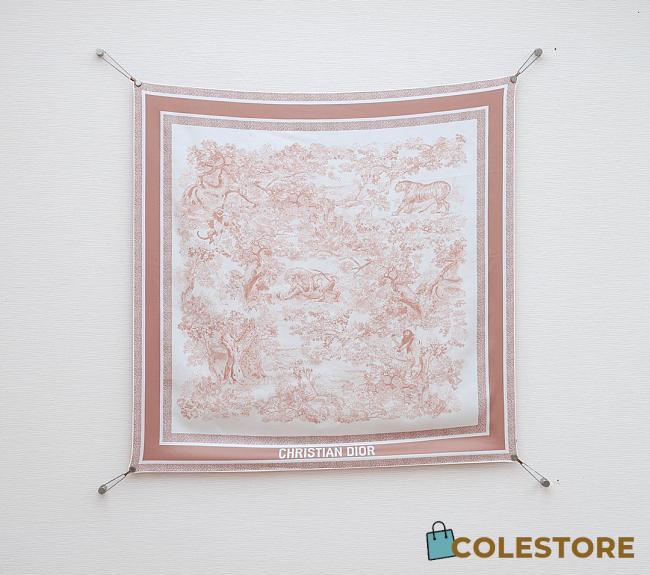 Colestore Dior Toile de Jouy Sauvage 90 Square Scarf Ivory and Pink Silk Twill - 1