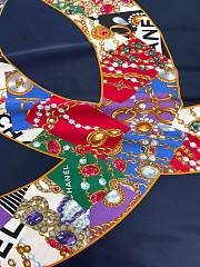 Colestore Chanel Mini Bandana   Silk Satin  Navy Blue, Golden & Multicolor - 6